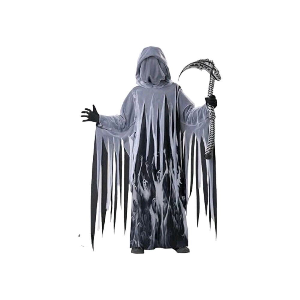 Spirit Gray and Black Grim Reaper Kids Halloween Costume
